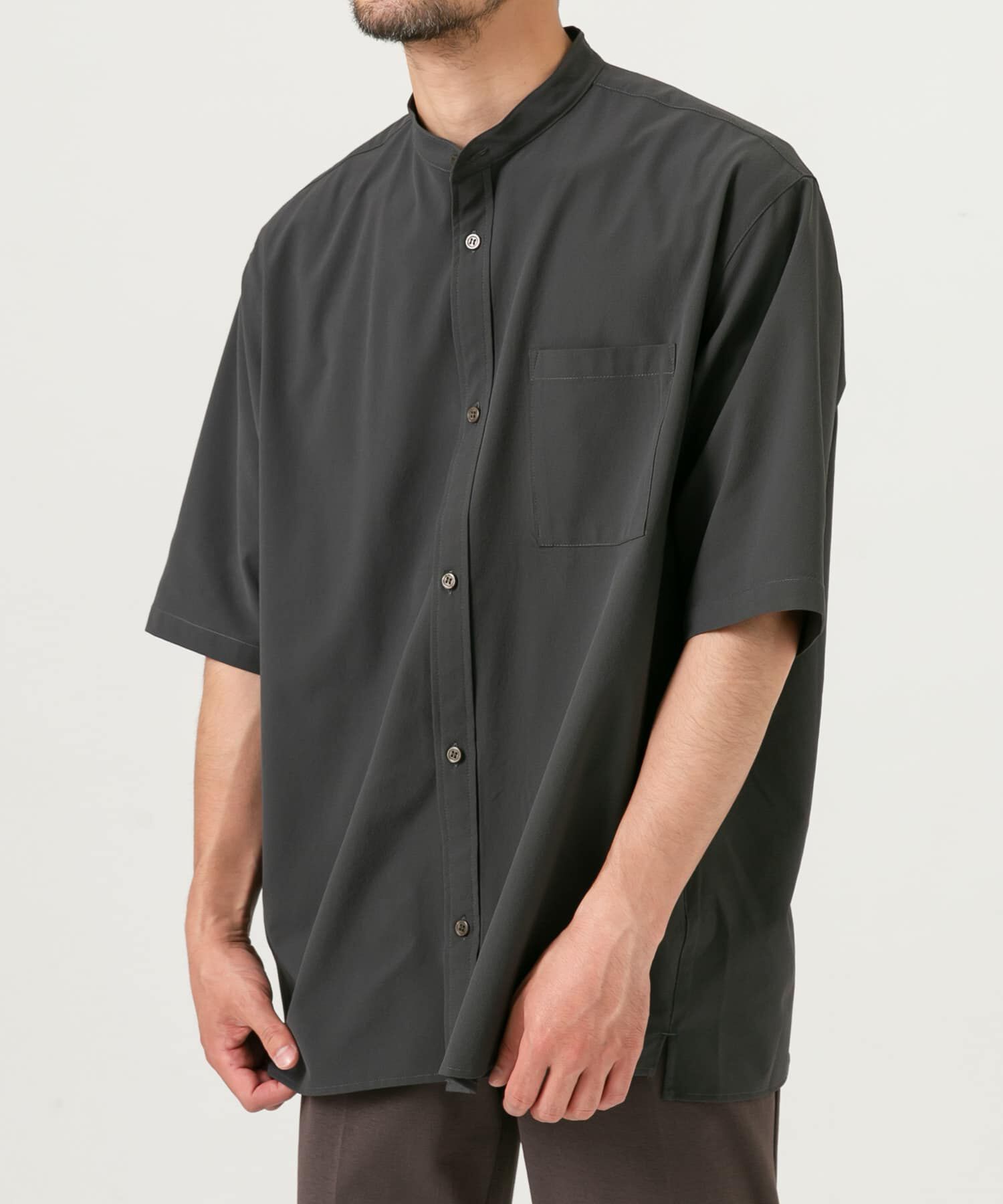 URBAN RESEARCH ROSSO「『XLサイズあり』マイクロサッカーバンドカラー半袖シャツ」|シャツ・ブラウス|