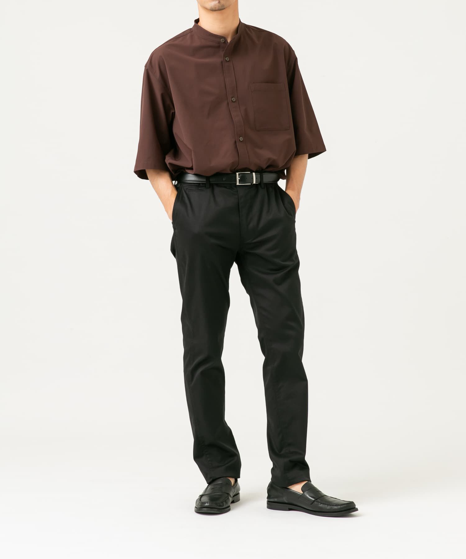 URBAN RESEARCH ROSSO「『XLサイズあり』マイクロサッカーバンドカラー半袖シャツ」|シャツ・ブラウス|