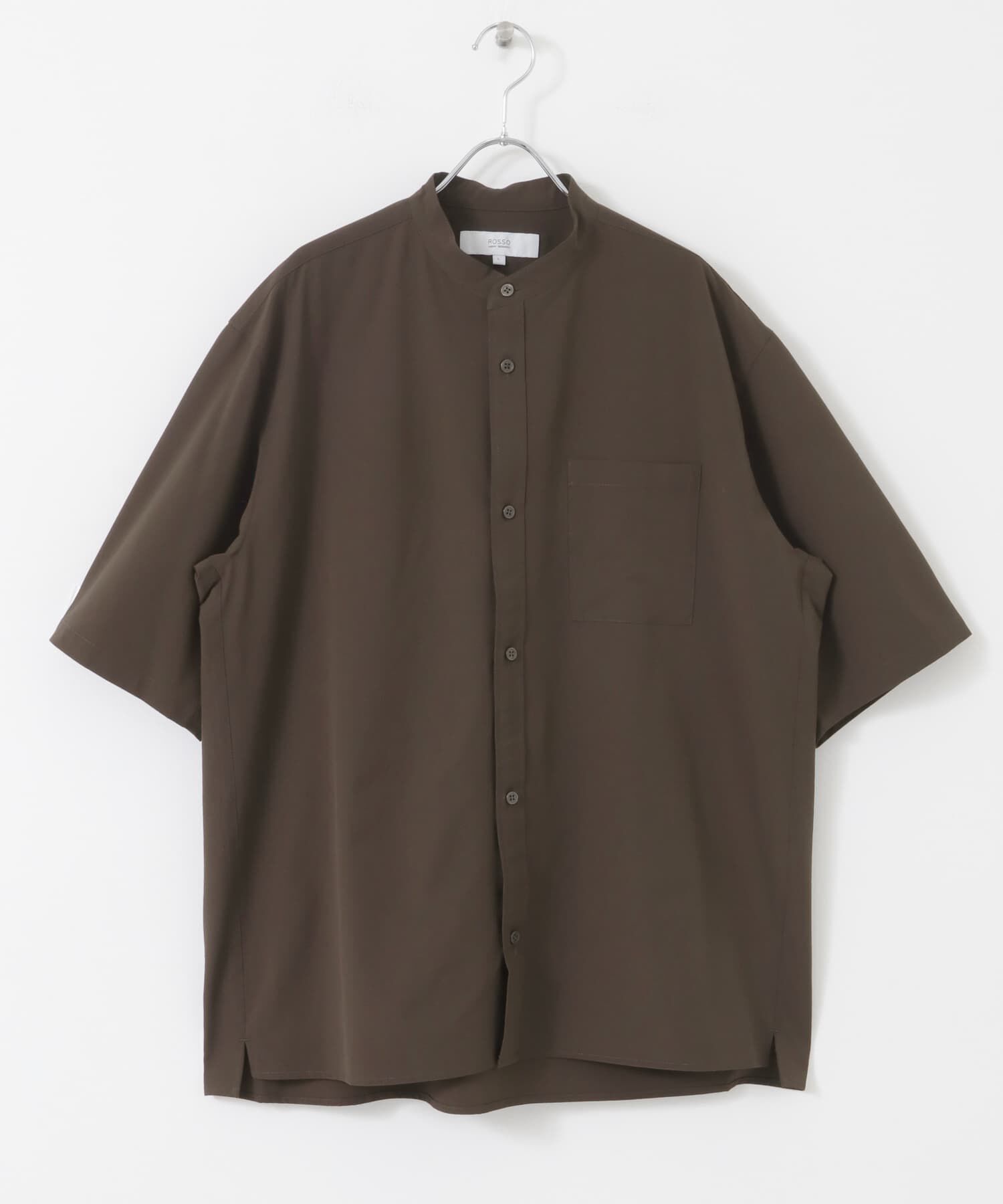 URBAN RESEARCH ROSSO「『XLサイズあり』マイクロサッカーバンドカラー半袖シャツ」|シャツ・ブラウス|