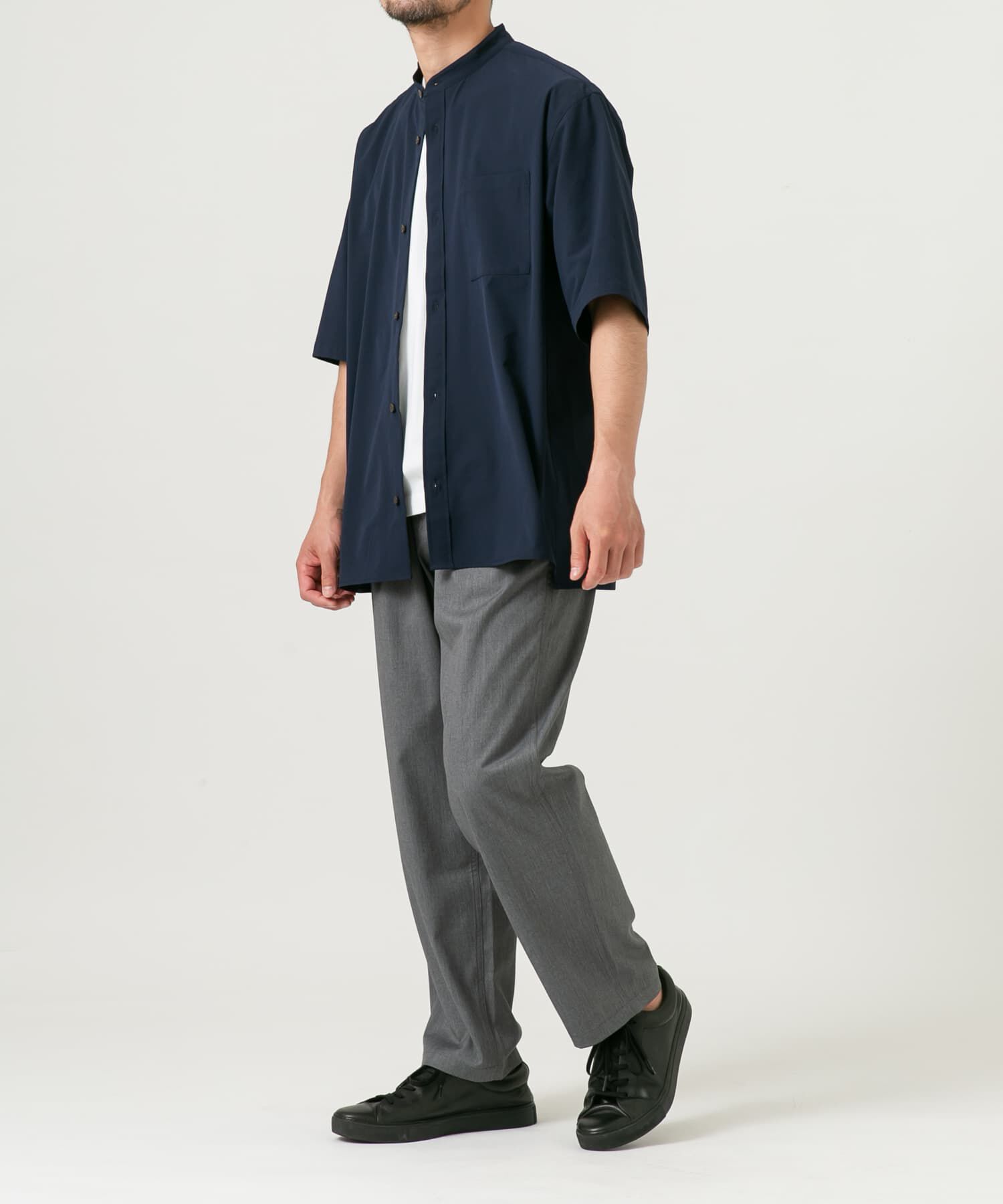 URBAN RESEARCH ROSSO「『XLサイズあり』マイクロサッカーバンドカラー半袖シャツ」|シャツ・ブラウス|