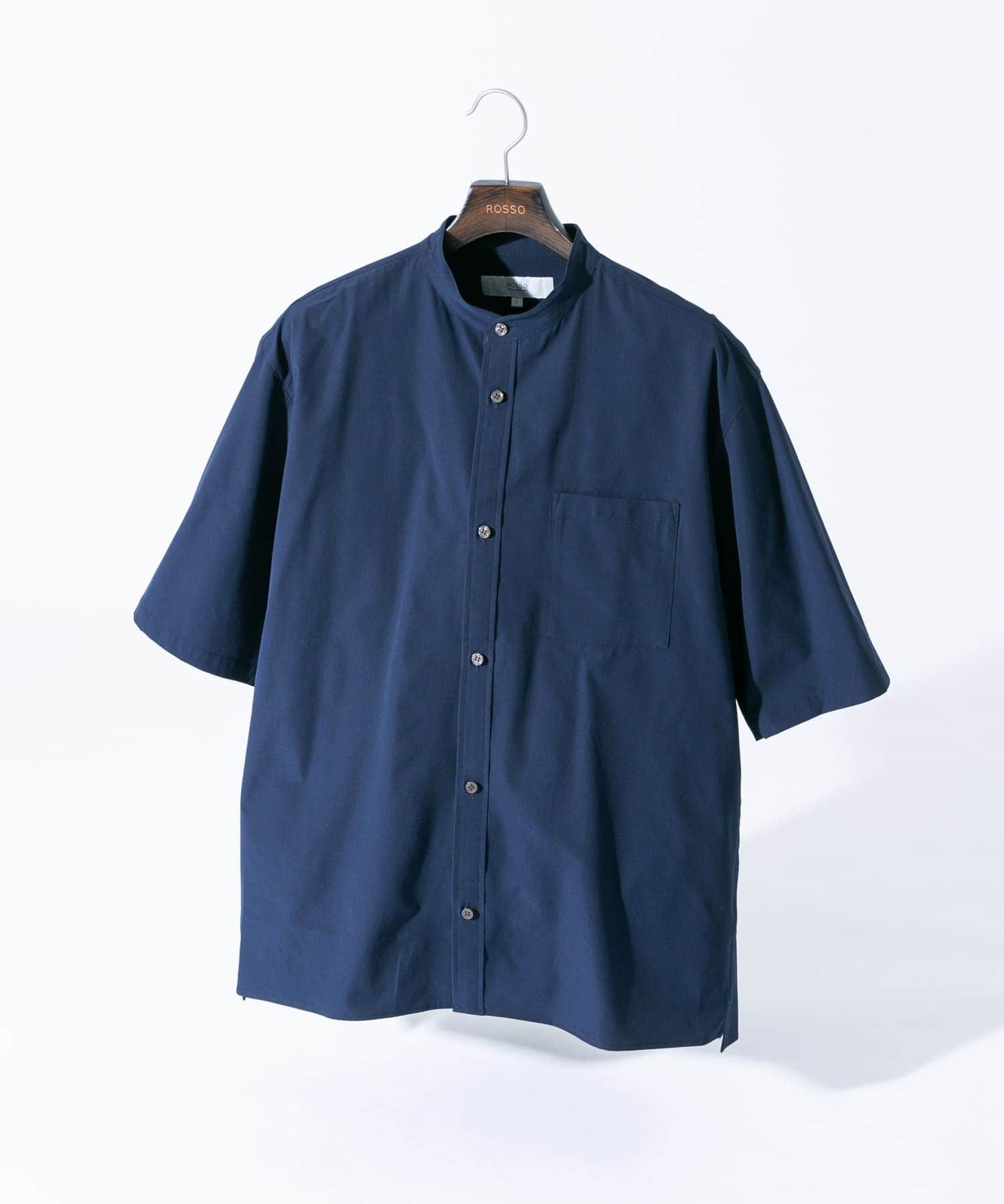 URBAN RESEARCH ROSSO「『XLサイズあり』マイクロサッカーバンドカラー半袖シャツ」|シャツ・ブラウス|