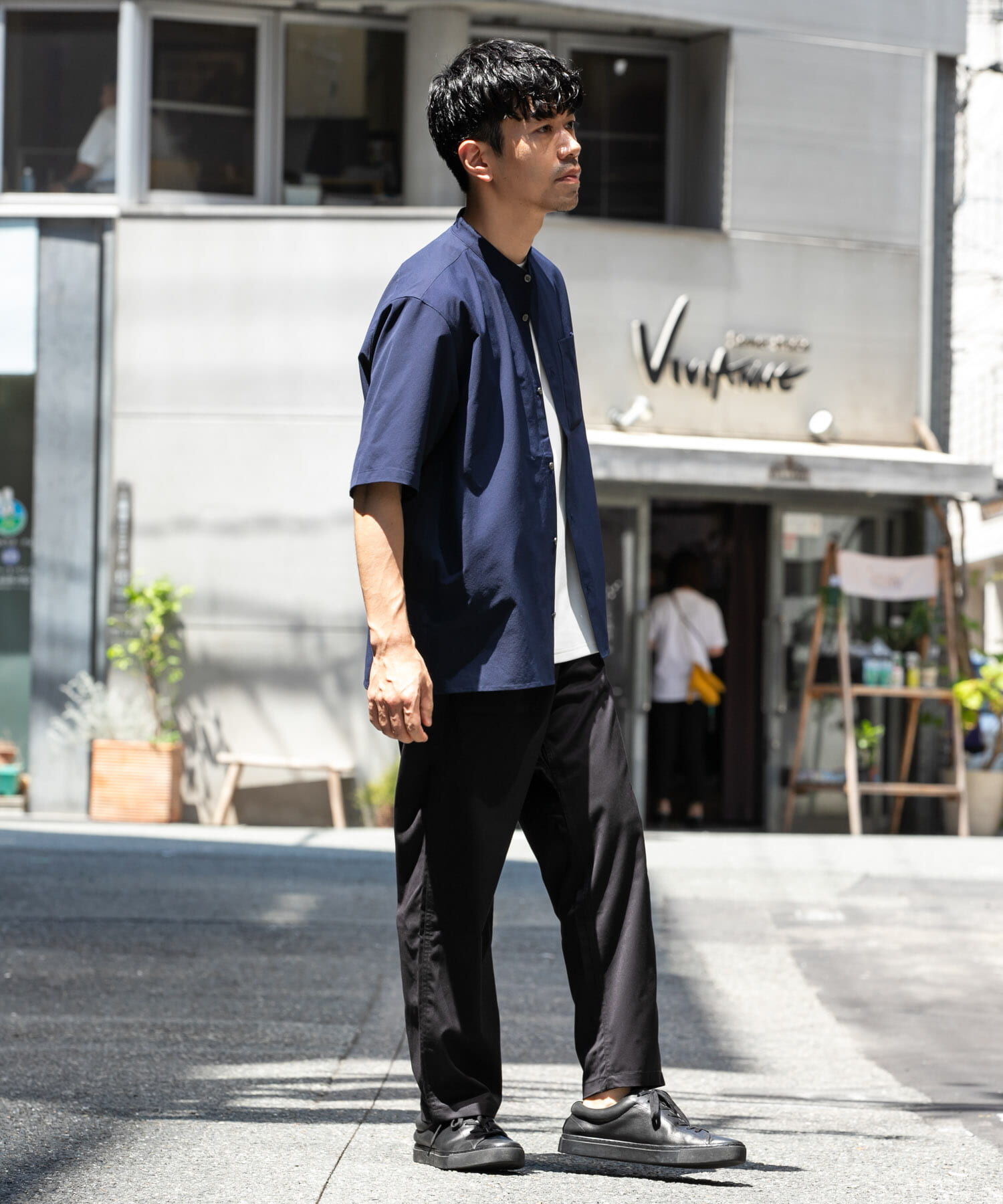 URBAN RESEARCH ROSSO「『XLサイズあり』マイクロサッカーバンドカラー半袖シャツ」|シャツ・ブラウス|