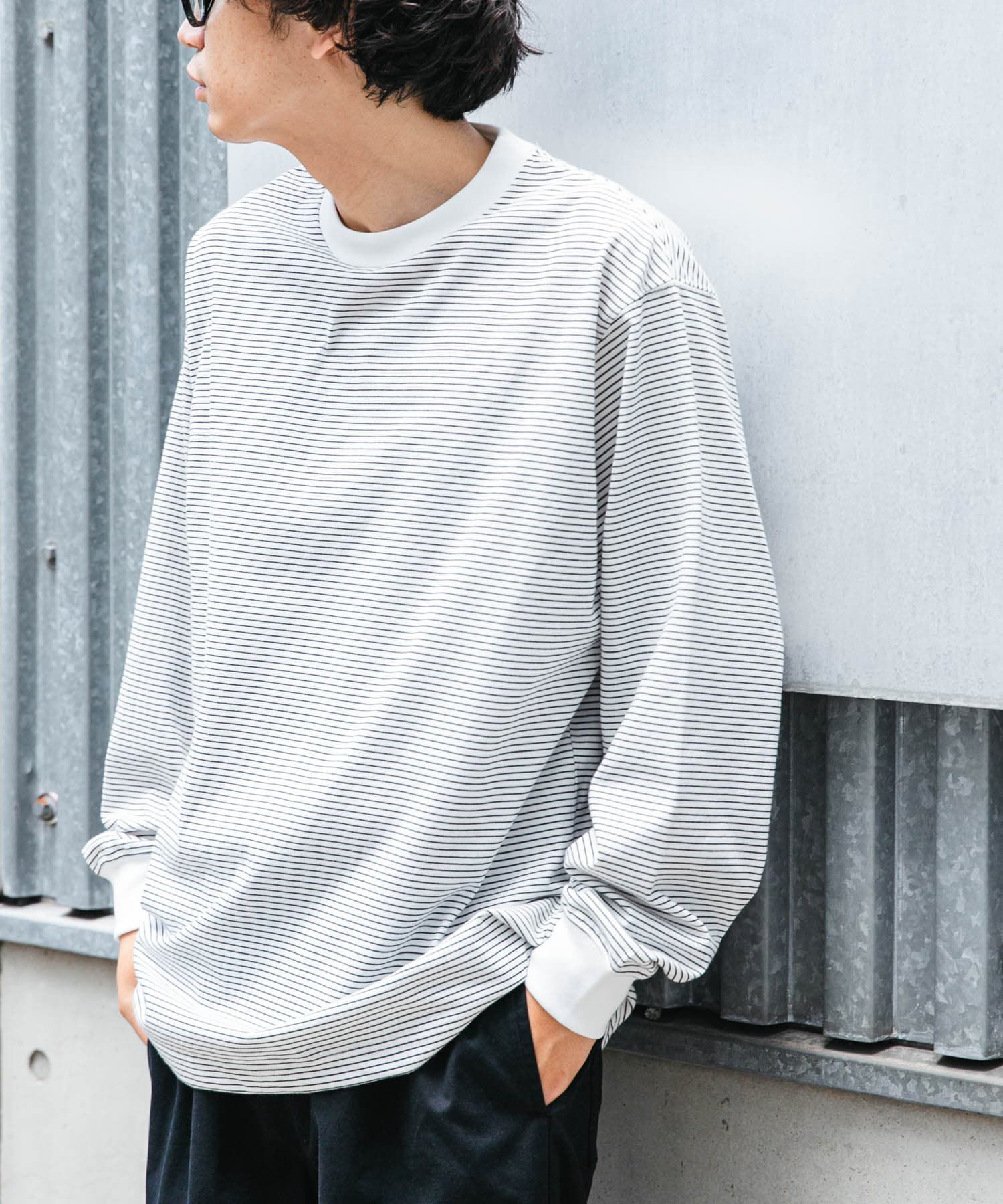 URBAN RESEARCH DOORS「FORK&SPOON　プレーティングボーダーロングスリーブTシャツ」|Tシャツ・カットソー|ホワイト系その他