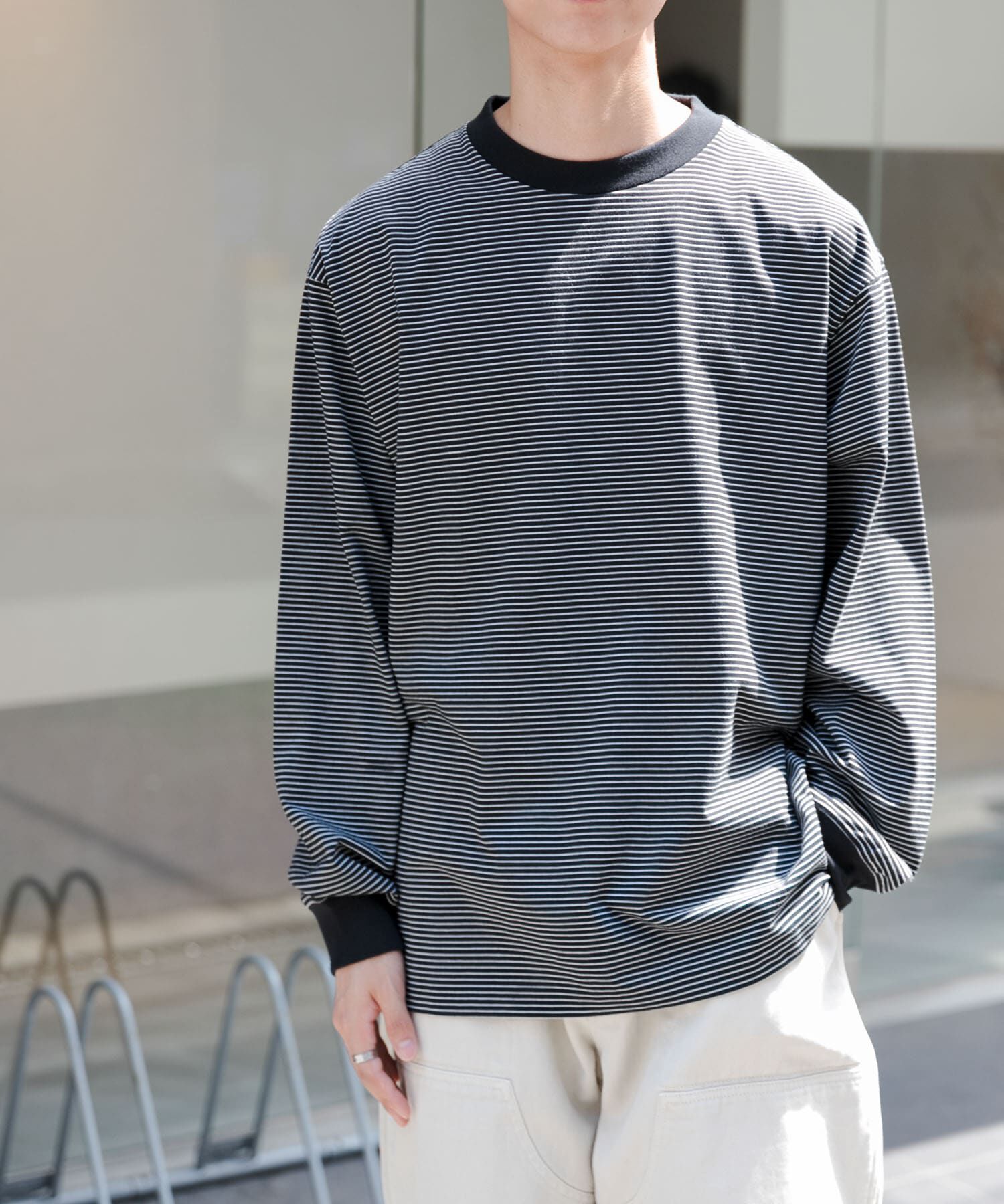 URBAN RESEARCH DOORS「FORK&SPOON　プレーティングボーダーロングスリーブTシャツ」|Tシャツ・カットソー|