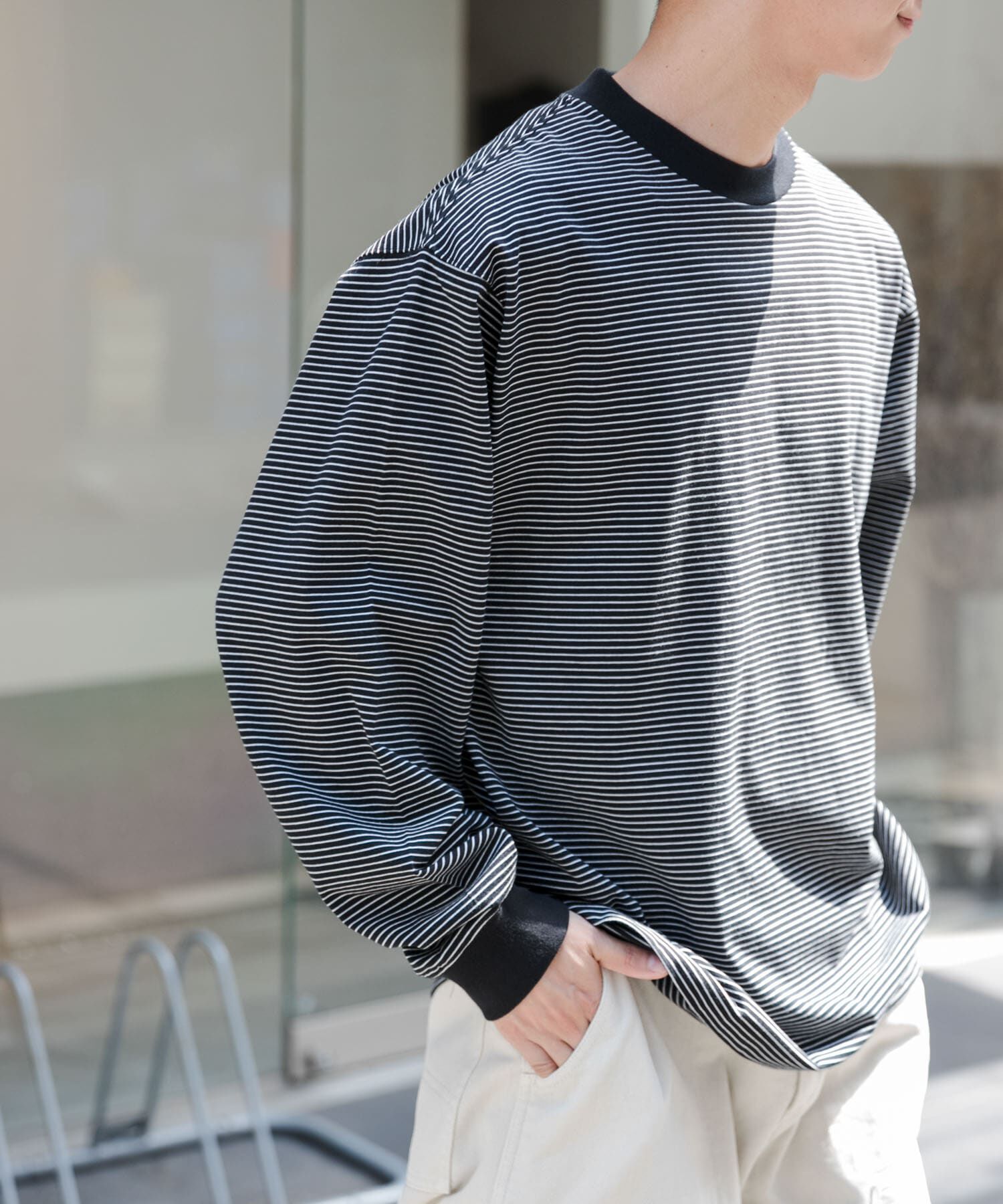 URBAN RESEARCH DOORS「FORK&SPOON　プレーティングボーダーロングスリーブTシャツ」|Tシャツ・カットソー|