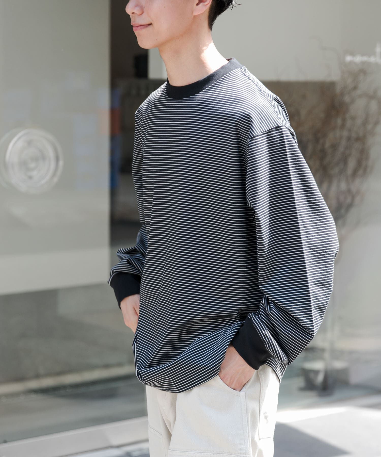 URBAN RESEARCH DOORS「FORK&SPOON　プレーティングボーダーロングスリーブTシャツ」|Tシャツ・カットソー|