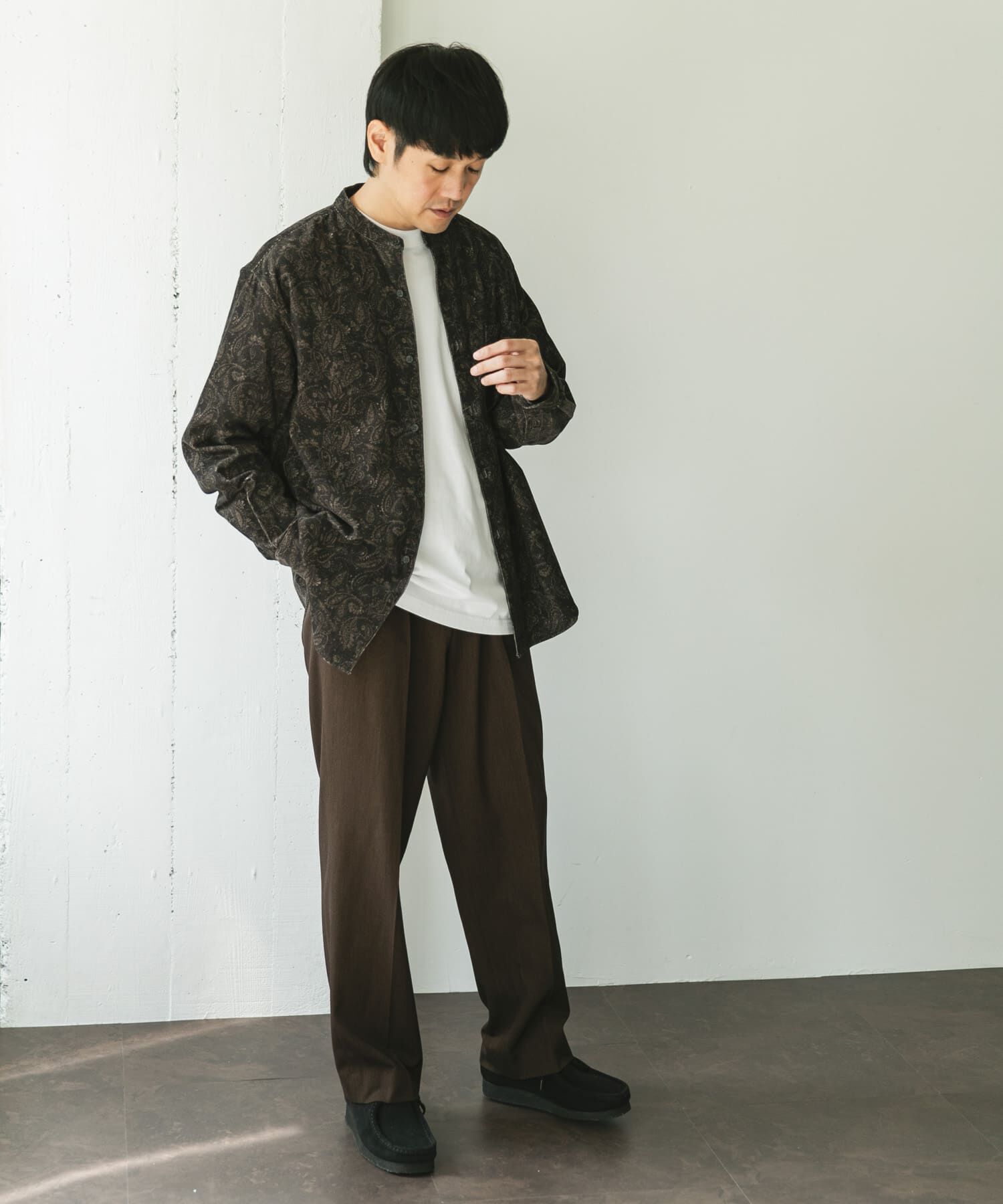 URBAN RESEARCH DOORS「『UR TECH』コーデュロイバンドカラーシャツ」|シャツ・ブラウス|