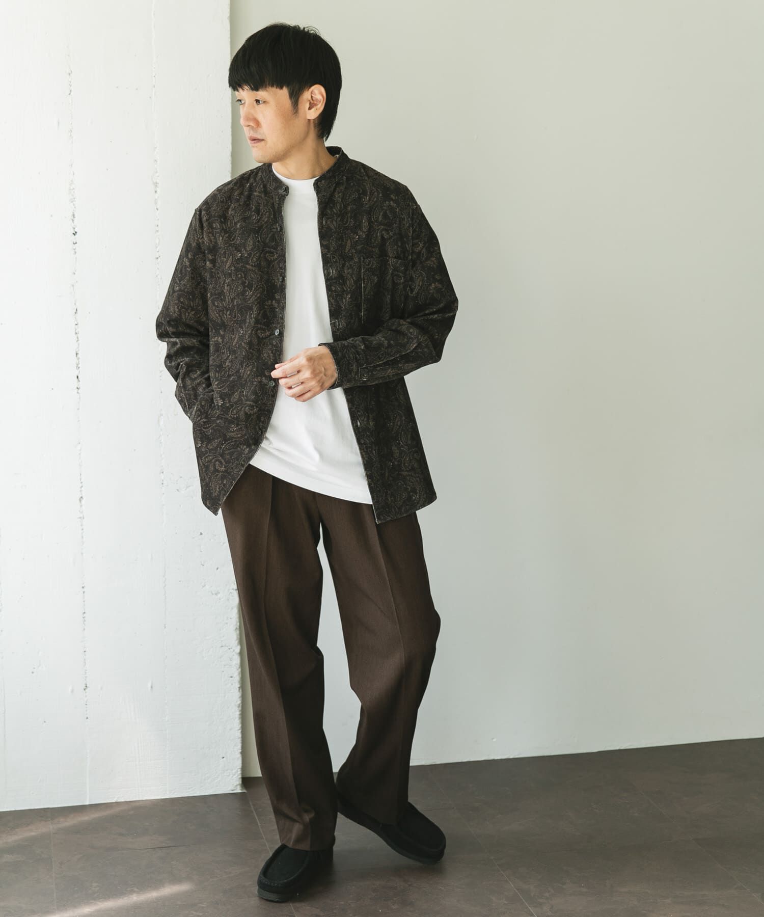 URBAN RESEARCH DOORS「『UR TECH』コーデュロイバンドカラーシャツ」|シャツ・ブラウス|