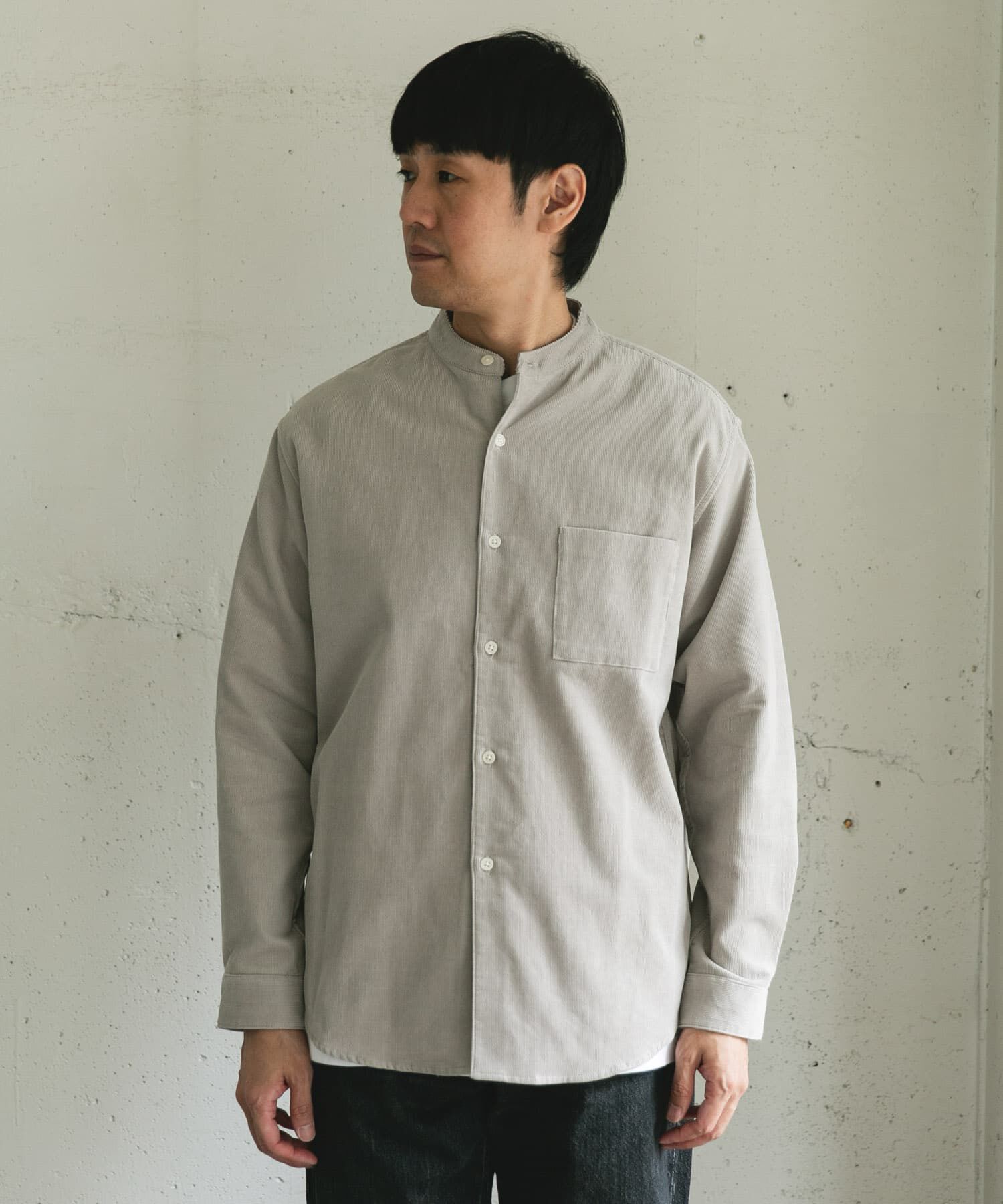 URBAN RESEARCH DOORS「『UR TECH』コーデュロイバンドカラーシャツ」|シャツ・ブラウス|