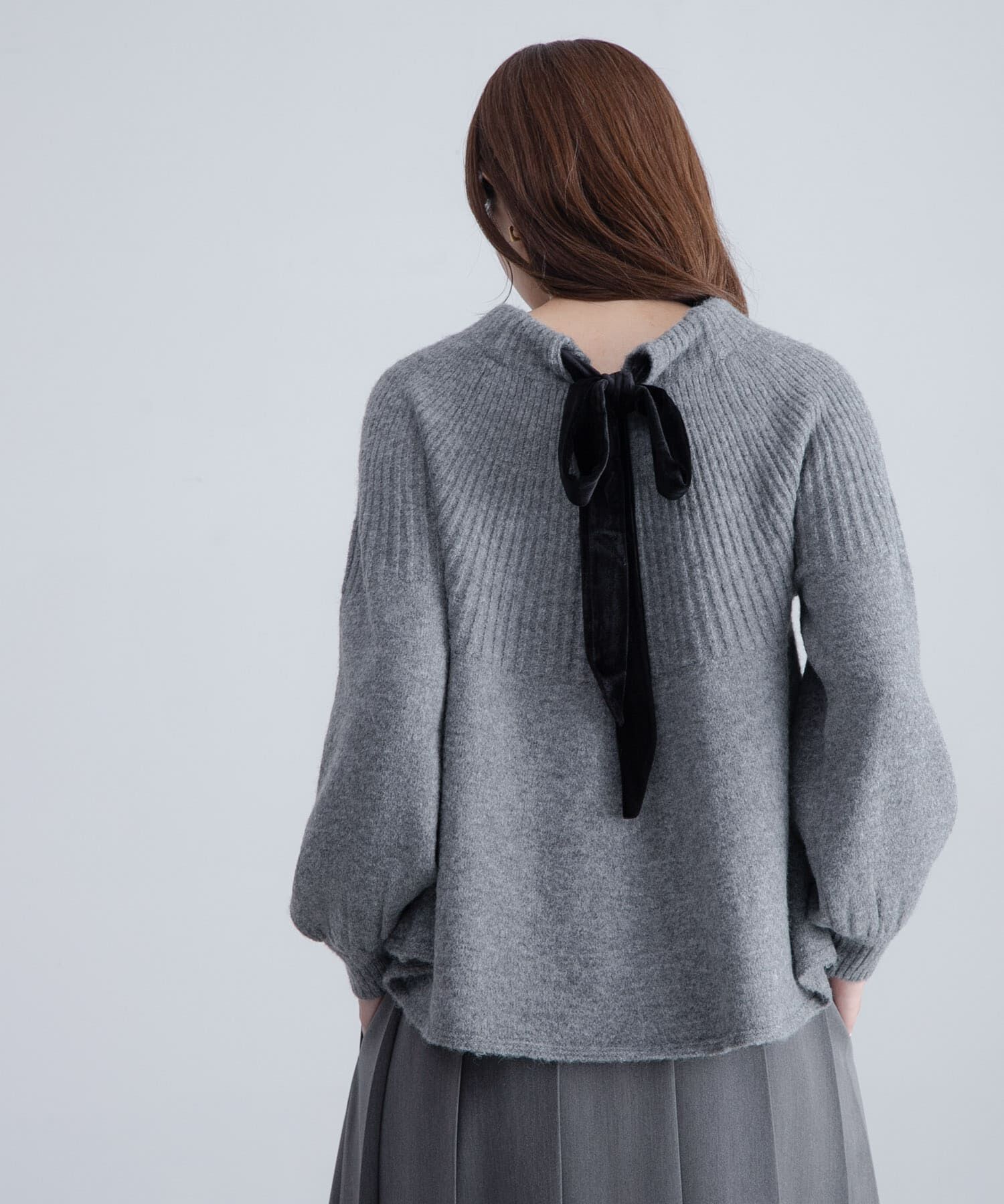 Sonny Label 「『WEB限定』バックリボンもちもちニット」|ニット・セーター|グレー