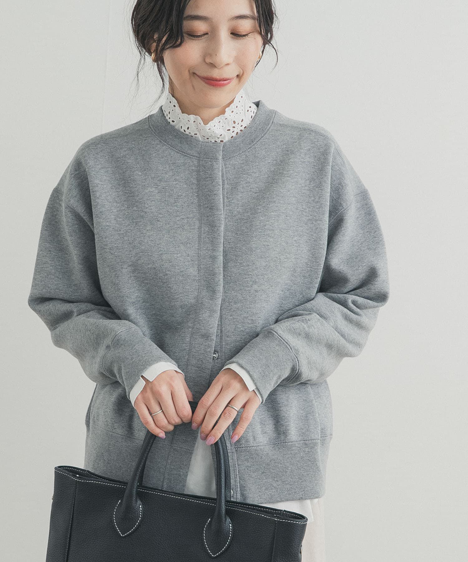 URBAN RESEARCH DOORS「裏起毛スウェットカーディガン」|カーディガン|グレー