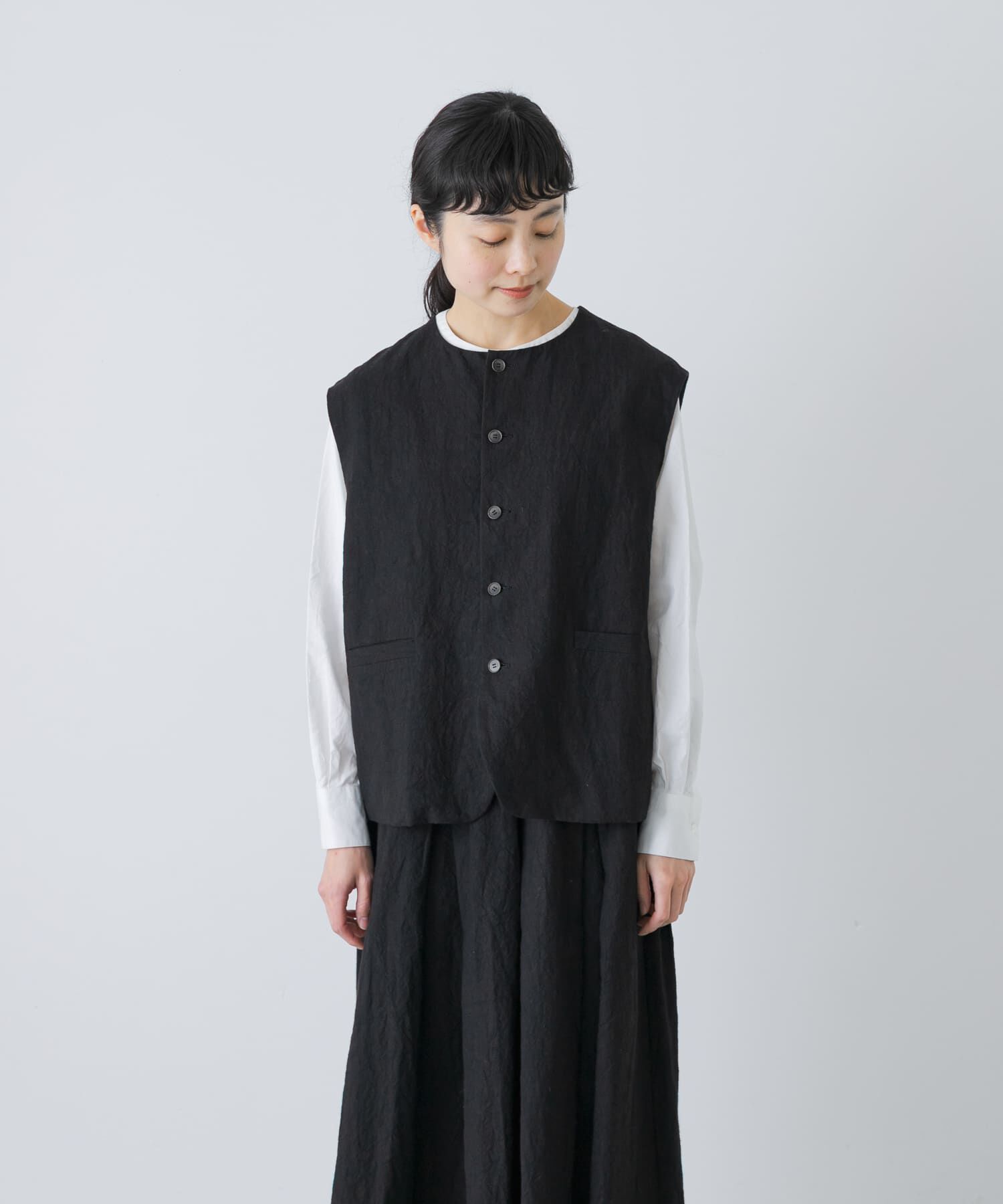 かぐれ「リネンコットンワイドベスト」|ベスト・ジレ|