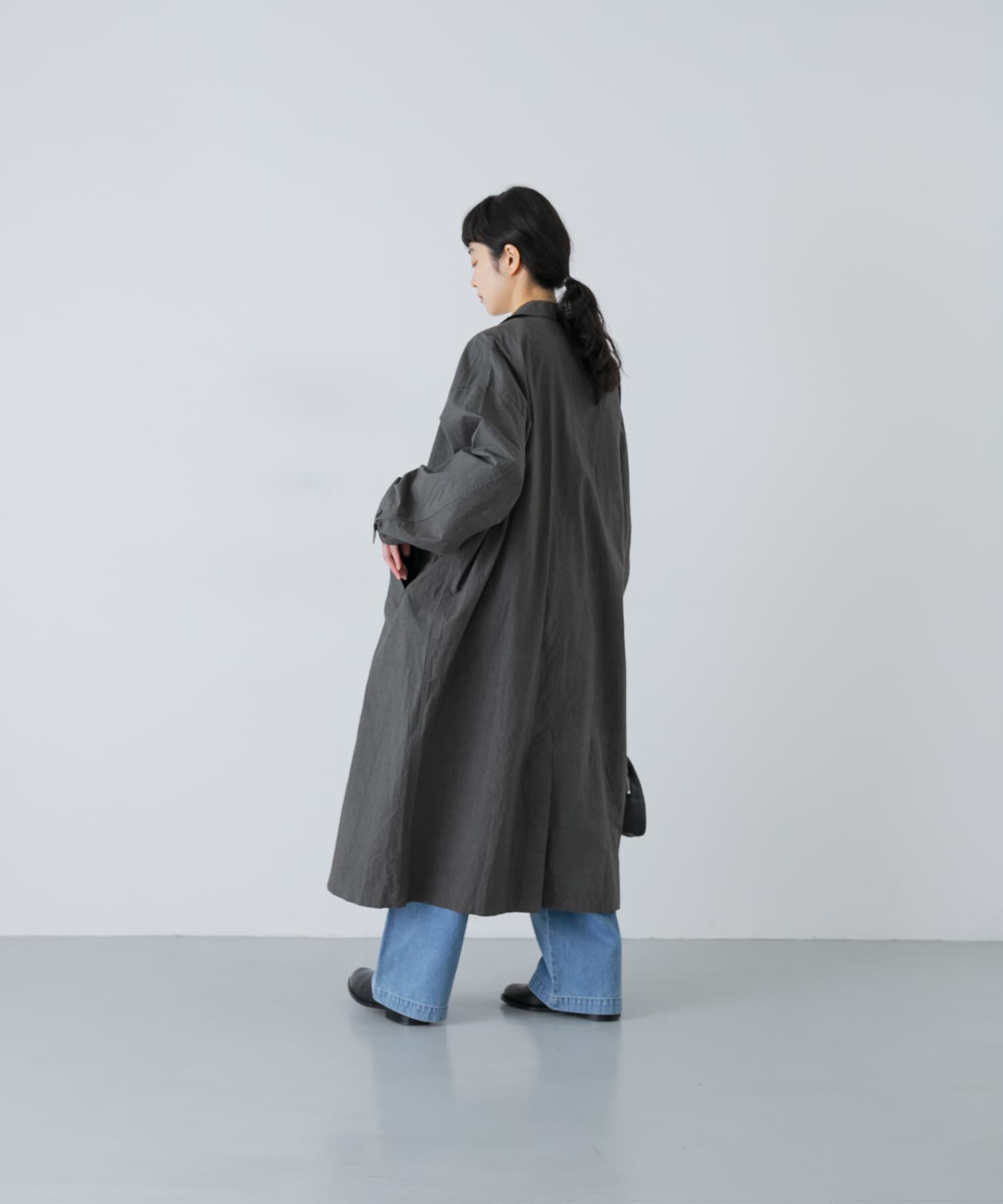 かぐれ「テーラードカラーショップコート」|ノーカラーコート|