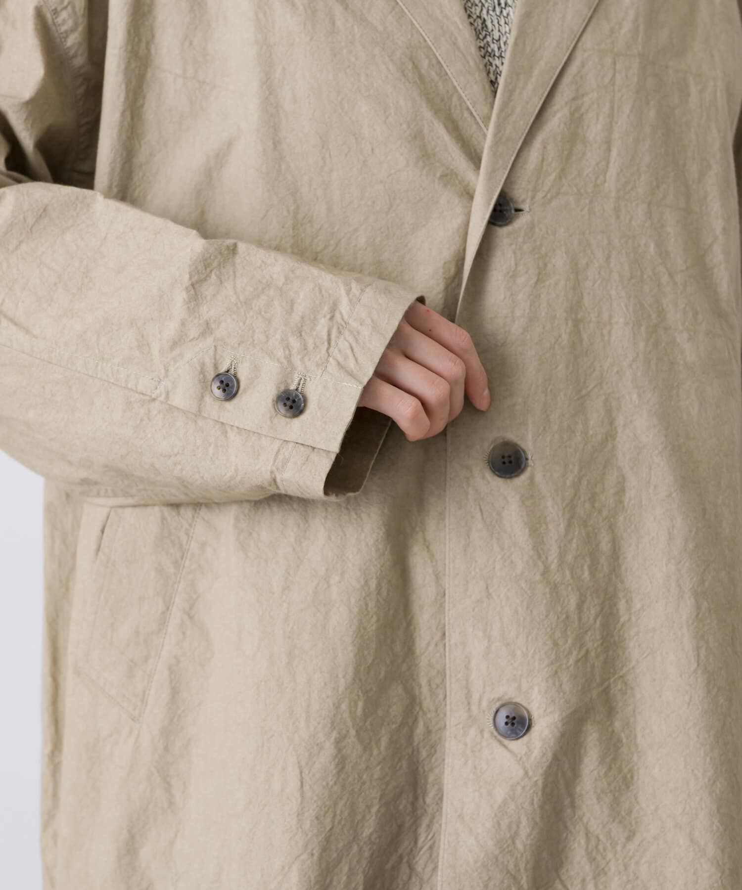 かぐれ「テーラードカラーショップコート」|ノーカラーコート|