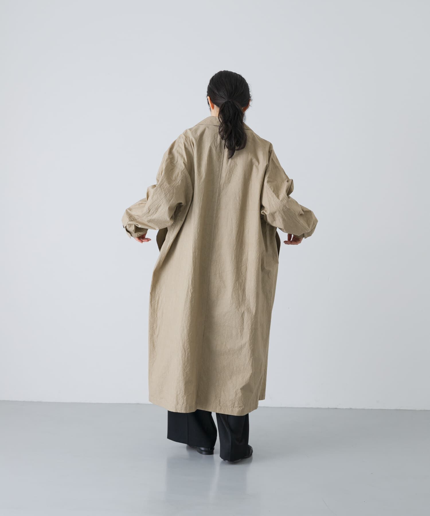 かぐれ「テーラードカラーショップコート」|ノーカラーコート|