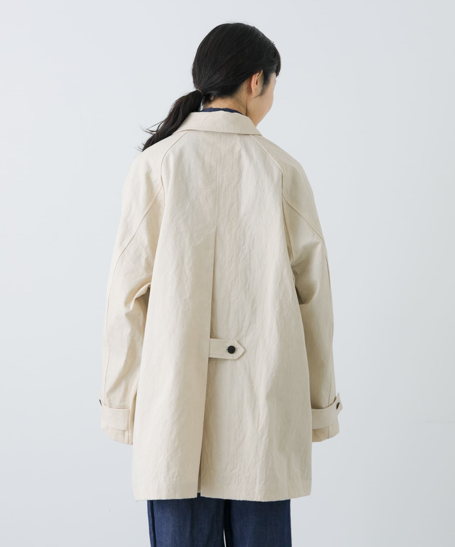 かぐれ「コットンバックタックショートコート」|ノーカラーコート|