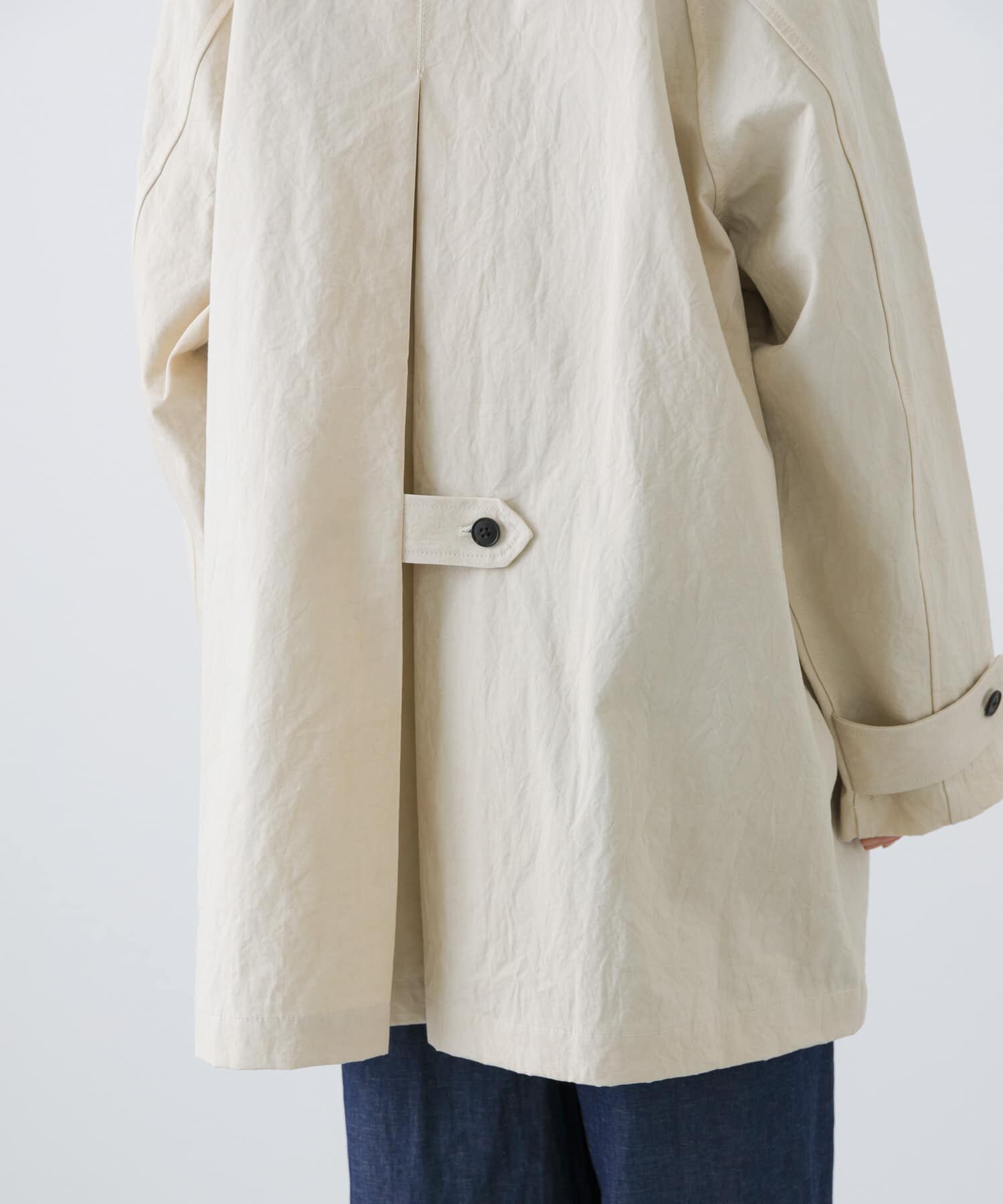 かぐれ「コットンバックタックショートコート」|ノーカラーコート|