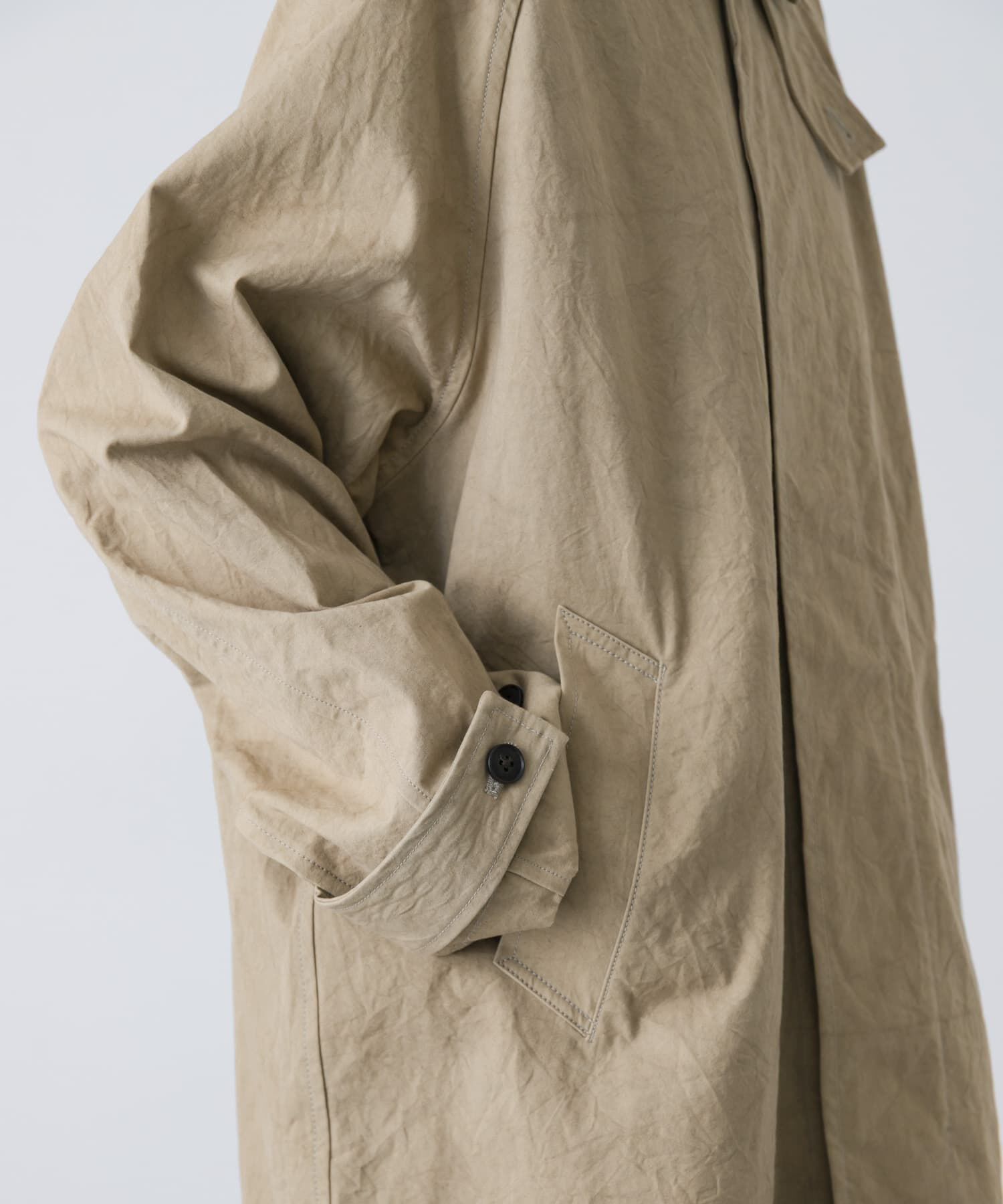 かぐれ「コットンバックタックショートコート」|ノーカラーコート|