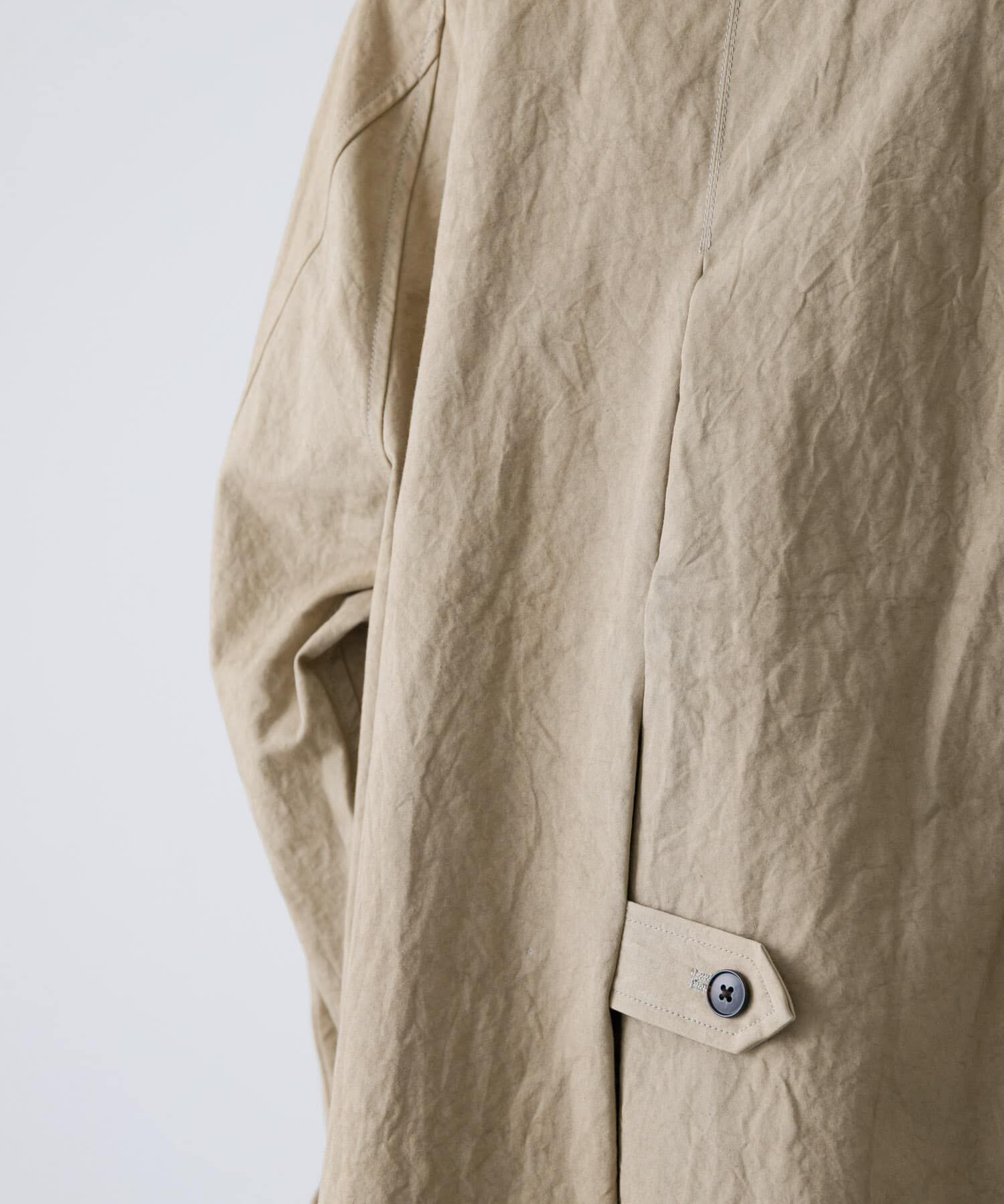 かぐれ「コットンバックタックショートコート」|ノーカラーコート|