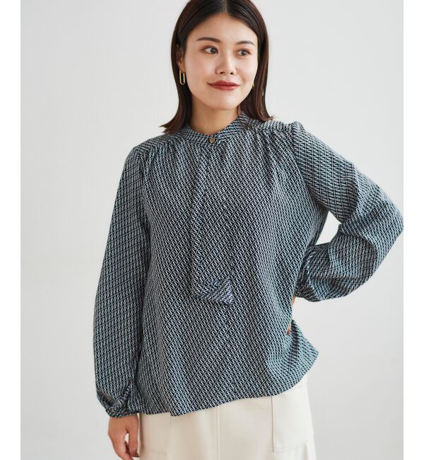 le.coeur blanc「《手洗い可能》デシンキカプリントスカーフタイブラウス」|シャツ・ブラウス|