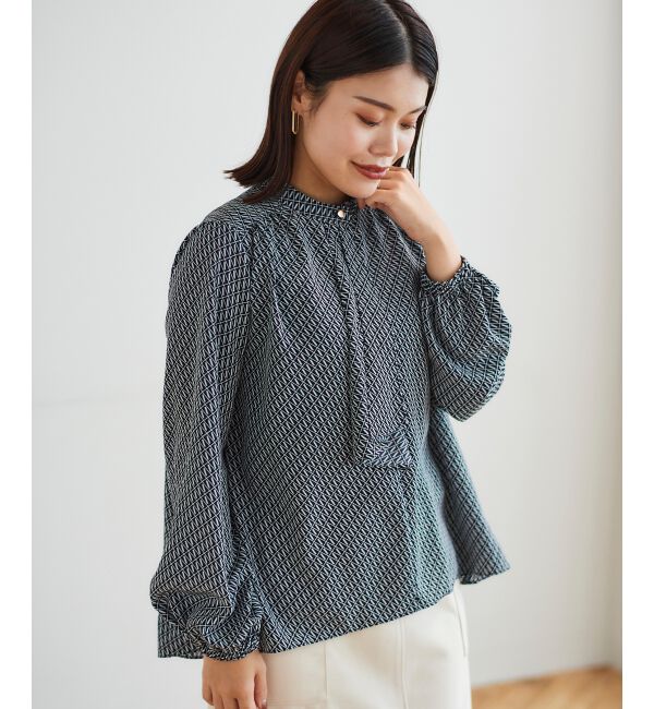 le.coeur blanc「《手洗い可能》デシンキカプリントスカーフタイブラウス」|シャツ・ブラウス|