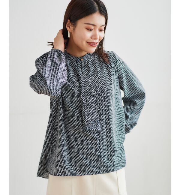 le.coeur blanc「《手洗い可能》デシンキカプリントスカーフタイブラウス」|シャツ・ブラウス|