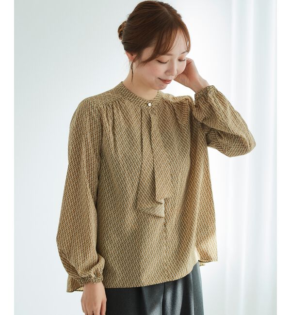 le.coeur blanc「《手洗い可能》デシンキカプリントスカーフタイブラウス」|シャツ・ブラウス|