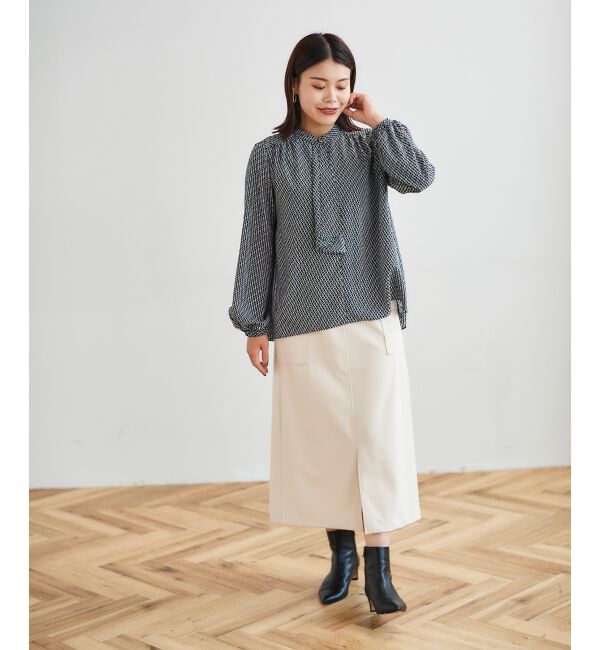 le.coeur blanc「《手洗い可能》デシンキカプリントスカーフタイブラウス」|シャツ・ブラウス|