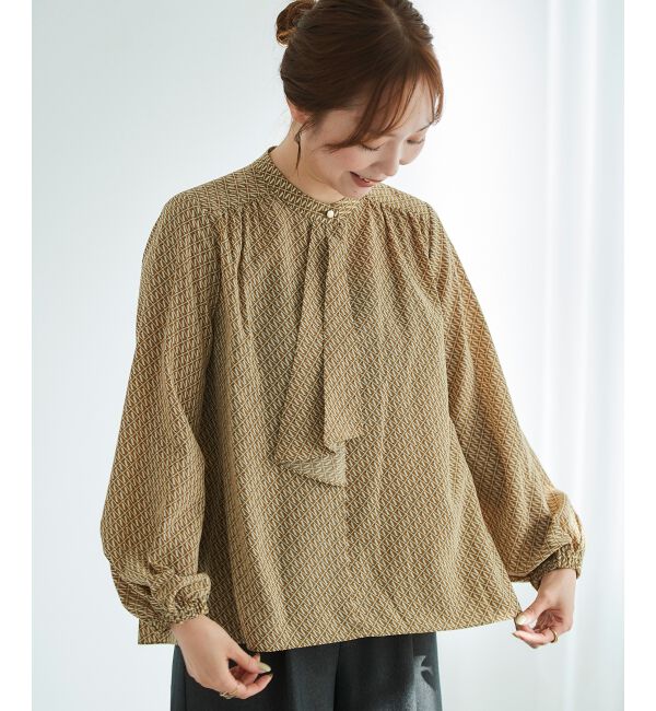 le.coeur blanc「《手洗い可能》デシンキカプリントスカーフタイブラウス」|シャツ・ブラウス|