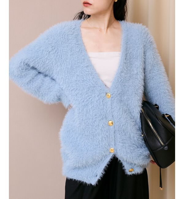  「《WEB限定アイテム》フェザーヤーンラメニットカーディガン」|カーディガン|