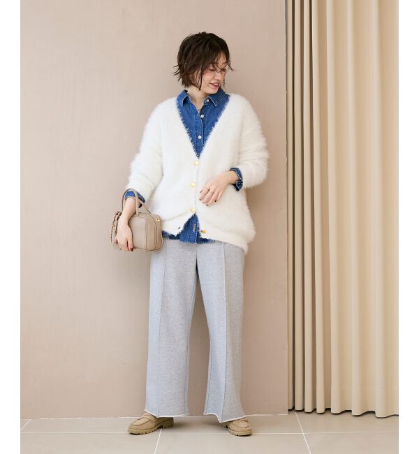  「《WEB限定アイテム》フェザーヤーンラメニットカーディガン」|カーディガン|