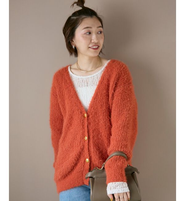  「《WEB限定アイテム》フェザーヤーンラメニットカーディガン」|カーディガン|