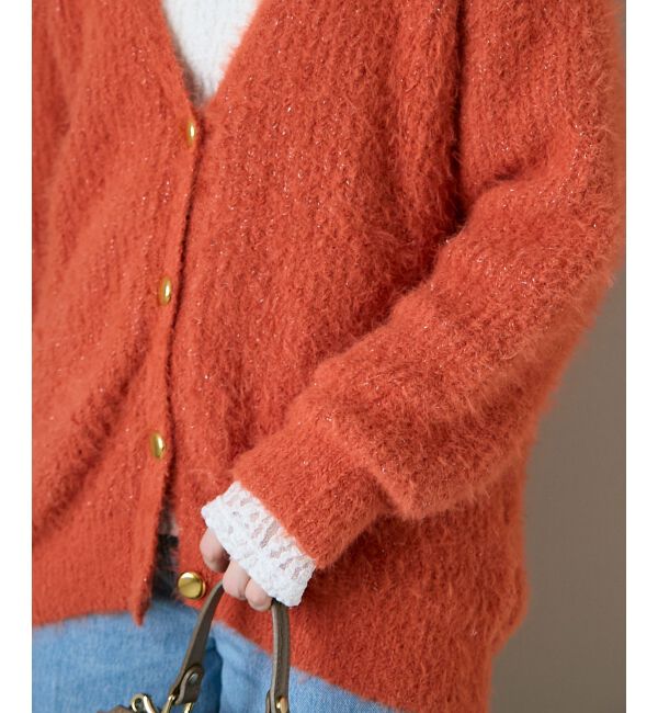  「《WEB限定アイテム》フェザーヤーンラメニットカーディガン」|カーディガン|