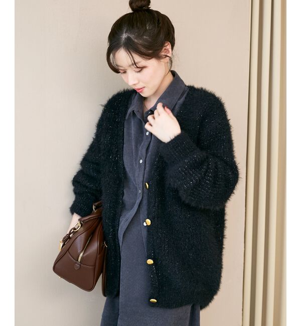  「《WEB限定アイテム》フェザーヤーンラメニットカーディガン」|カーディガン|