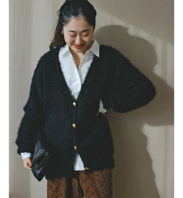  「《WEB限定アイテム》フェザーヤーンラメニットカーディガン」|カーディガン|