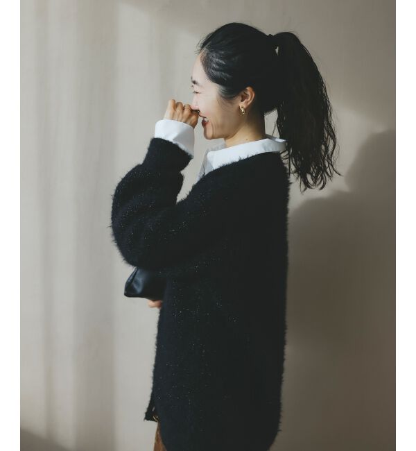  「《WEB限定アイテム》フェザーヤーンラメニットカーディガン」|カーディガン|