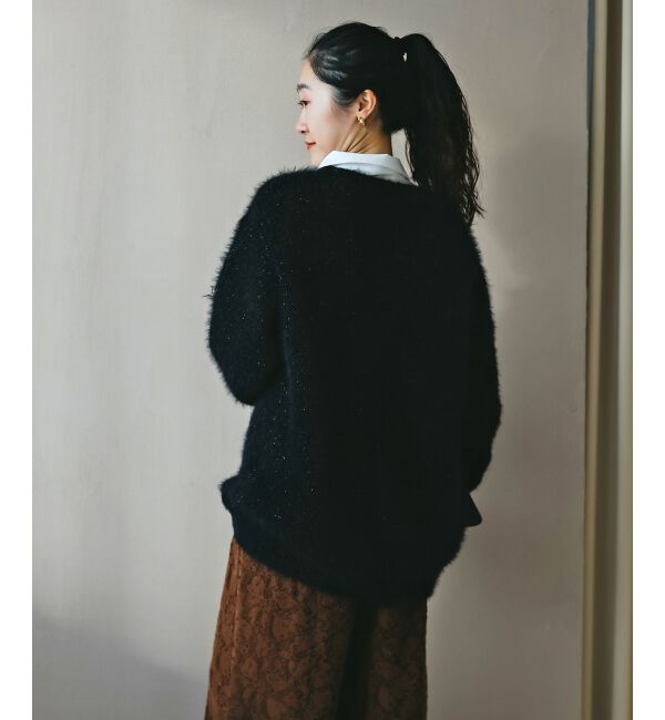  「《WEB限定アイテム》フェザーヤーンラメニットカーディガン」|カーディガン|