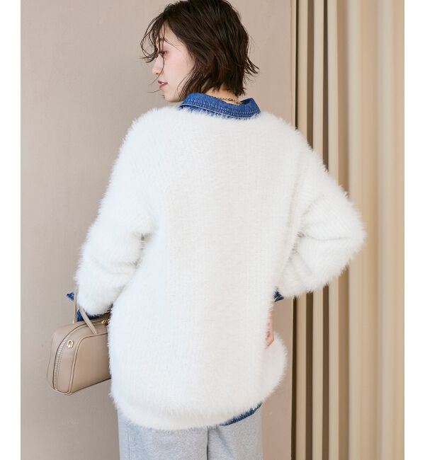  「《WEB限定アイテム》フェザーヤーンラメニットカーディガン」|カーディガン|