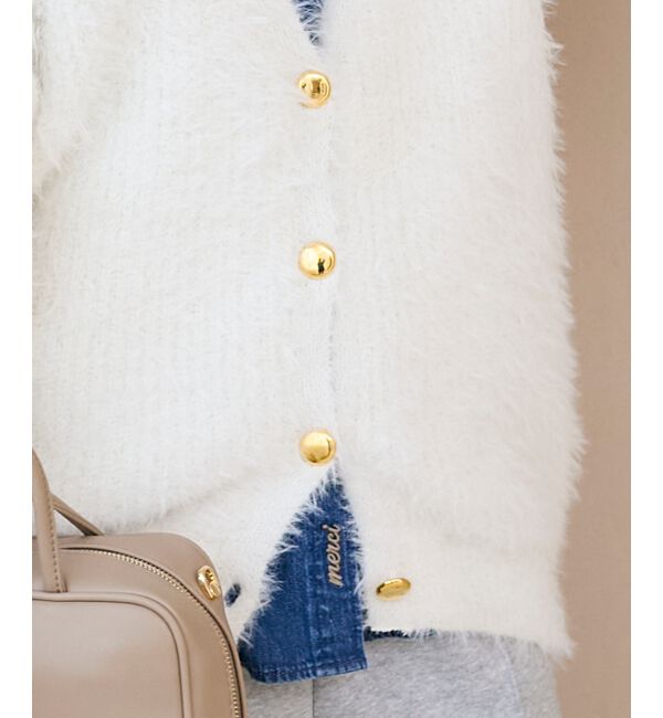  「《WEB限定アイテム》フェザーヤーンラメニットカーディガン」|カーディガン|