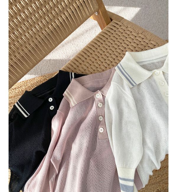 MAJESTICLEGON「シャイニーシアーポロニット」|ニット・セーター|