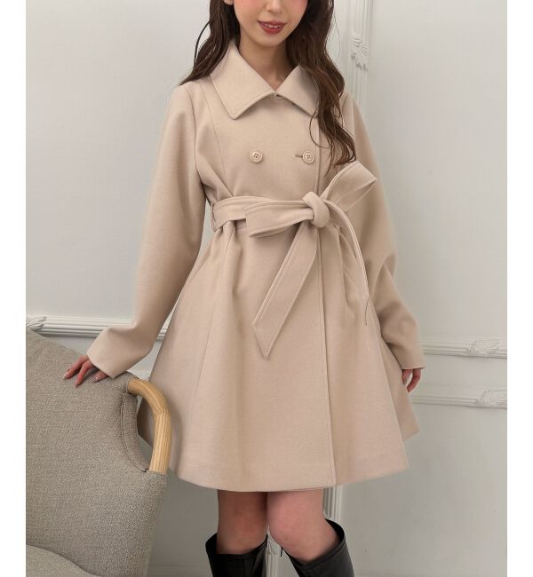  「&infin;マルチwayフェイクファーカラーフレアコート」|その他|ピンクベージュ