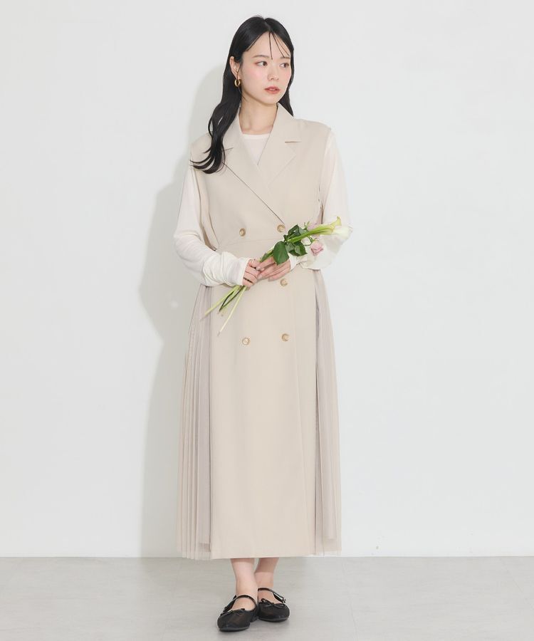 earth music&ecology「サイドプリーツジレンチ」|トレンチコート|Light beige