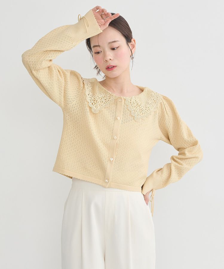 earth music&ecology「レース襟カーディガン」|カーディガン|