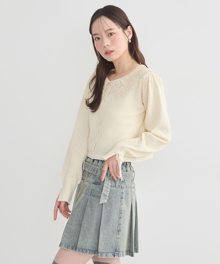 earth music&ecology「レース襟カーディガン」|カーディガン|