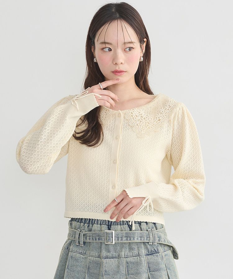 earth music&ecology「レース襟カーディガン」|カーディガン|