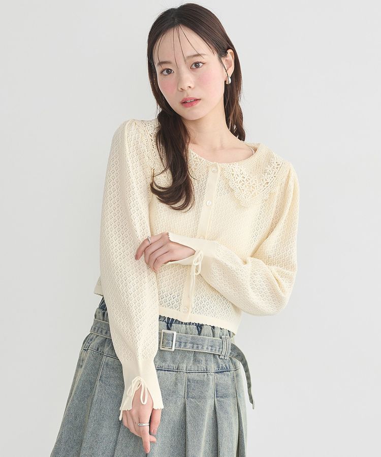 earth music&ecology「レース襟カーディガン」|カーディガン|