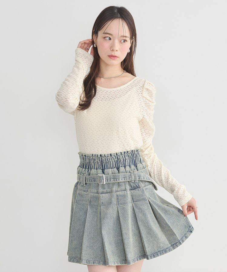 earth music&ecology「ギャザーショルダーカットレースプルオーバー」|Tシャツ・カットソー|