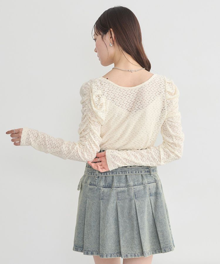 earth music&ecology「ギャザーショルダーカットレースプルオーバー」|Tシャツ・カットソー|