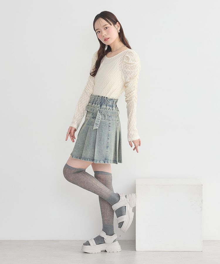 earth music&ecology「ギャザーショルダーカットレースプルオーバー」|Tシャツ・カットソー|