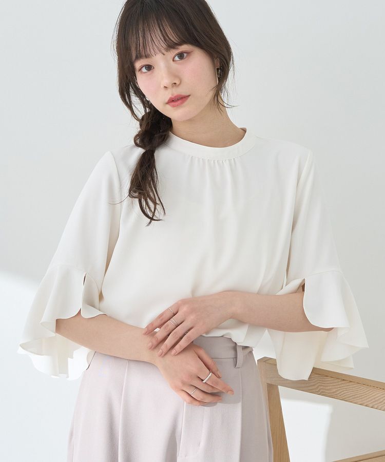 earth music&ecology「フリル7分袖ブラウス」|シャツ・ブラウス|Off White